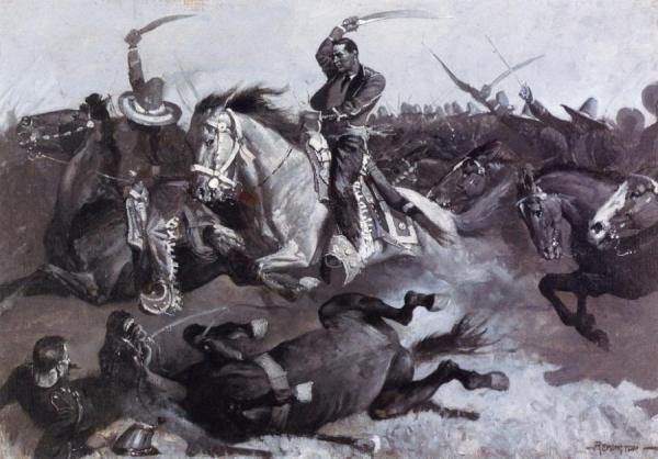 Down Go Horses And Men by Frederic Remington