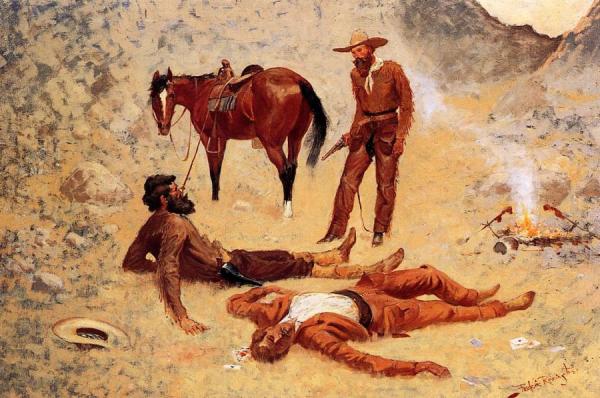 He Lay Where He Had Been Jerked, Still As A Log by Frederic Remington