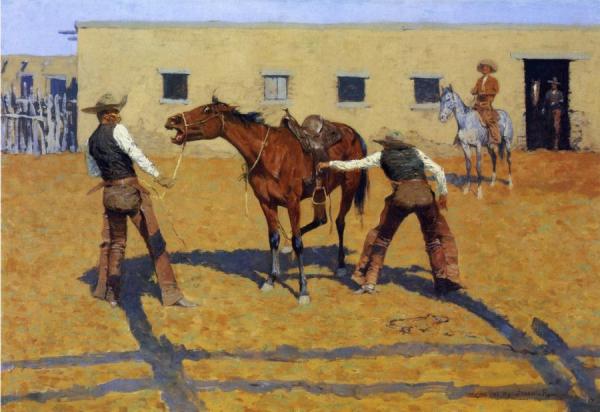 His First Lesson by Frederic Remington
