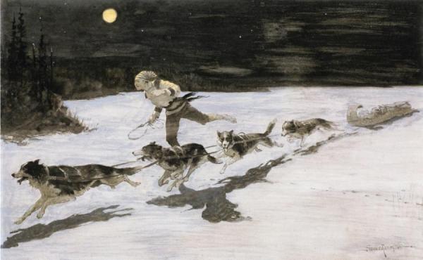 Huskie Dogs On The Frozen Highway by Frederic Remington
