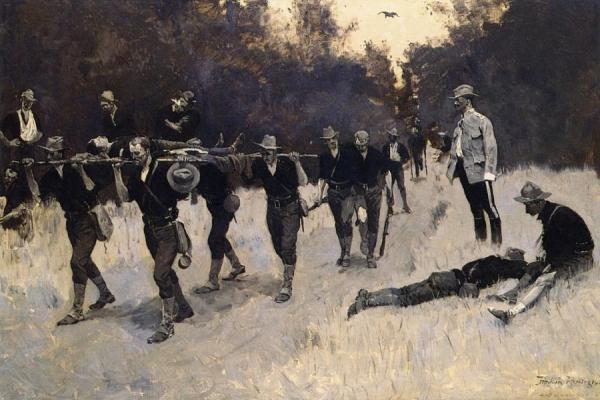 In The Rear Of The Battle: Wounded On The San Juan Road by Frederic Remington