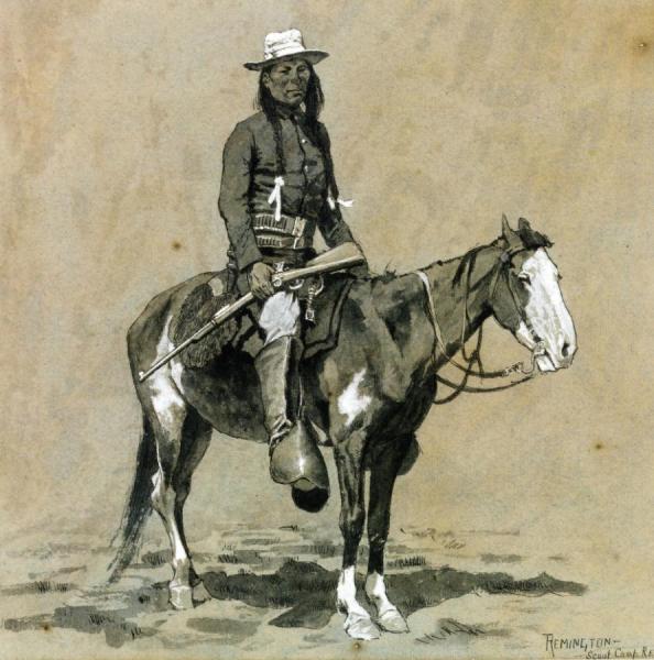Indian Scout At Fort Reno by Frederic Remington