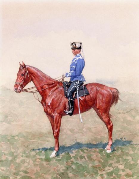 Prussian Calvary Officer On Horseback by Frederic Remington