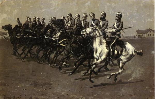 The Canadian Mounted Police On A "musical Ride" - "charge" by Frederic Remington