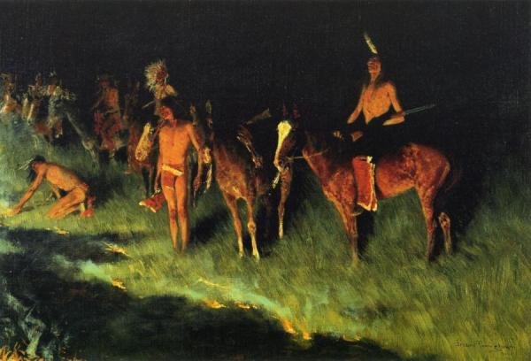 The Grass Fire by Frederic Remington