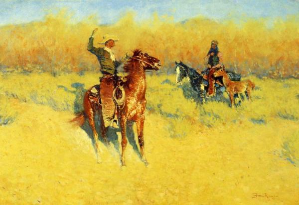 The Long-horn Cattle Sign by Frederic Remington