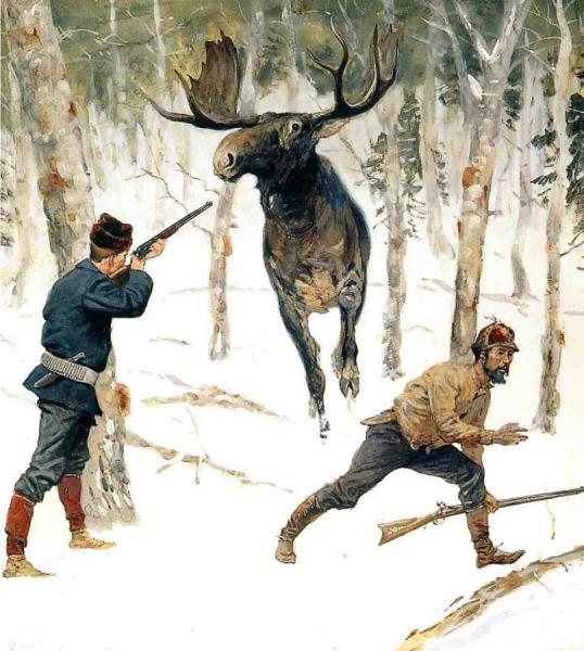 The Moose Hunt by Frederic Remington