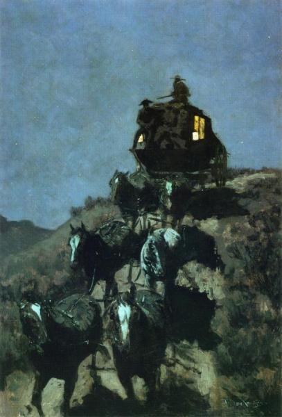 The Old Stage Coach Of The Plains by Frederic Remington