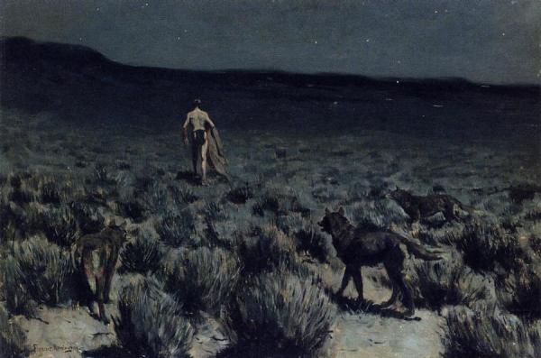 The Wolves Sniffed Along On The Trail, But Came No Closer by Frederic Remington