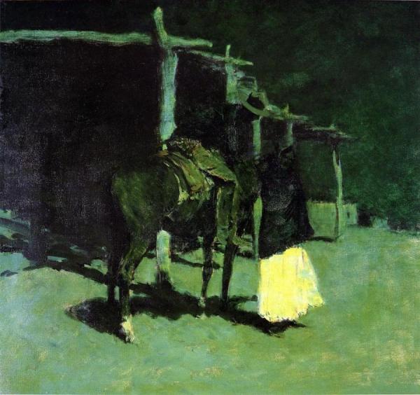 Waiting In The Moonlight by Frederic Remington