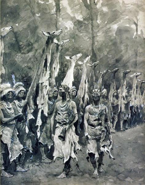 White Deerskin Dance by Frederic Remington