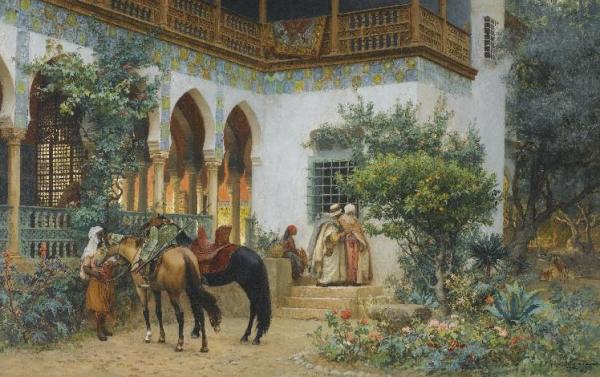A North African Courtyard by Frederick Arthur Bridgman
