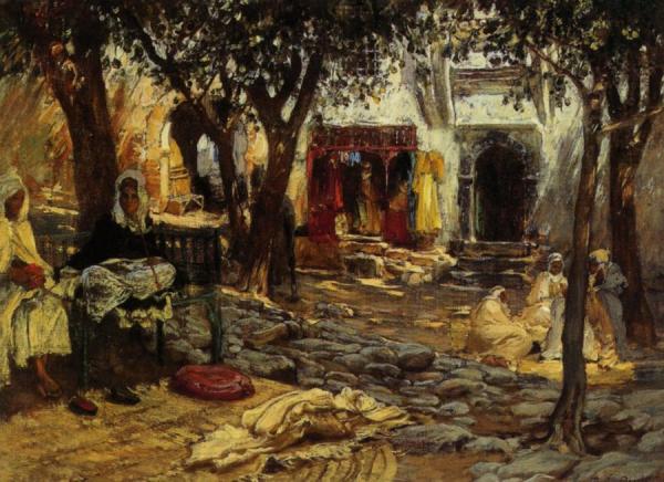 Idle Moments: An Arab Courtyard by Frederick Arthur Bridgman