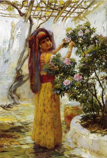 In The Courtyard by Frederick Arthur Bridgman