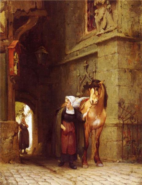 Leading The Horse From Stable by Frederick Arthur Bridgman
