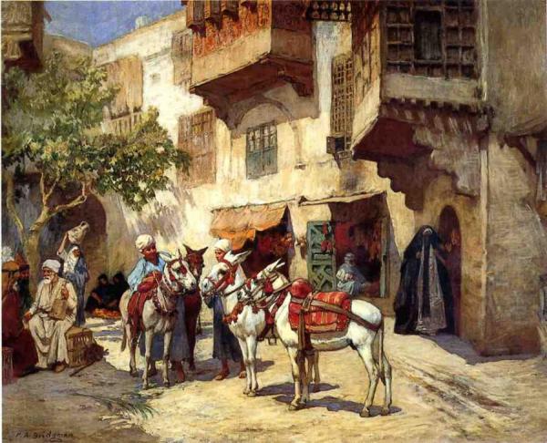 Marketplace In North Africa by Frederick Arthur Bridgman Oil Painting Reproductions