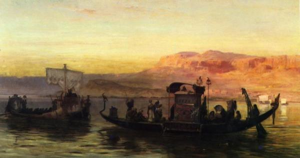 The Burial Of A Mummy On The Nile by Frederick Arthur Bridgman