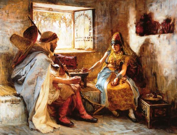 The Game Of Chess by Frederick Arthur Bridgman Oil Painting Reproductions