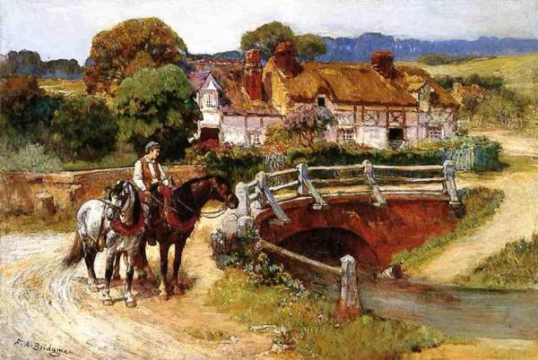 The Old Bridge, Normandy by Frederick Arthur Bridgman