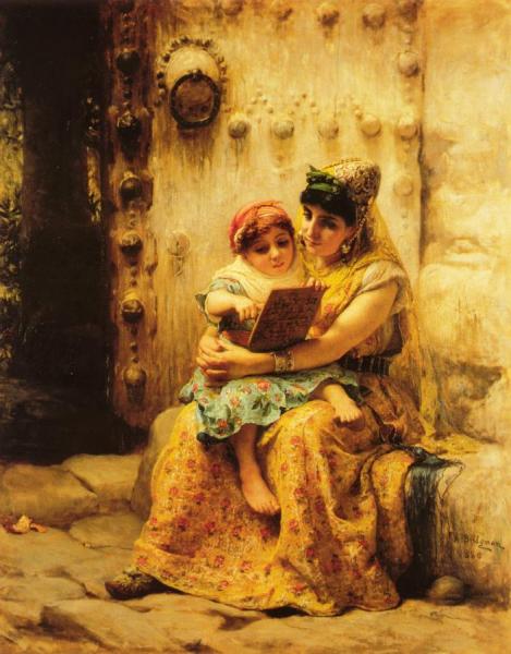 The Reading Lesson by Frederick Arthur Bridgman