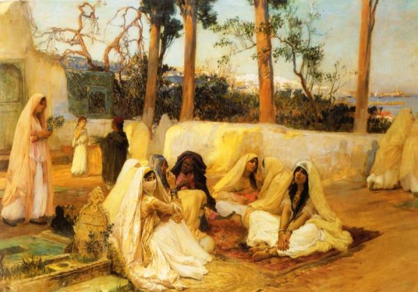 Women At The Cemetery by Frederick Arthur Bridgman Oil Painting Reproductions