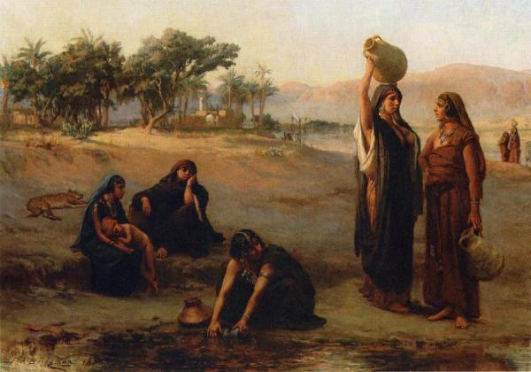 Women Drawing Water From The Nile by Frederick Arthur Bridgman