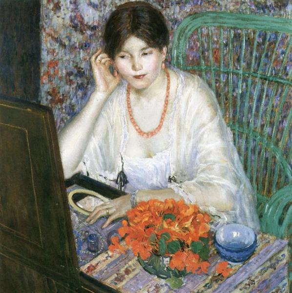 Coral Earrings by Frederick Carl Frieseke