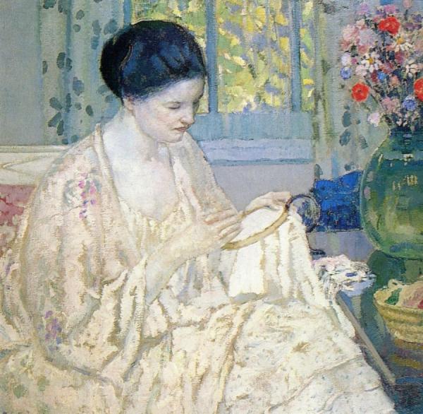 Embroidering by Frederick Carl Frieseke