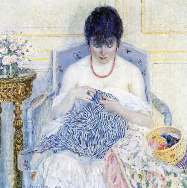 Girl Sewing by Frederick Carl Frieseke