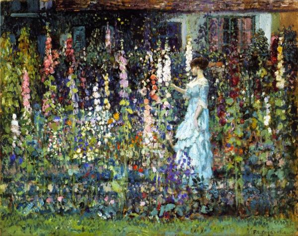 Hollyhocks by Frederick Carl Frieseke