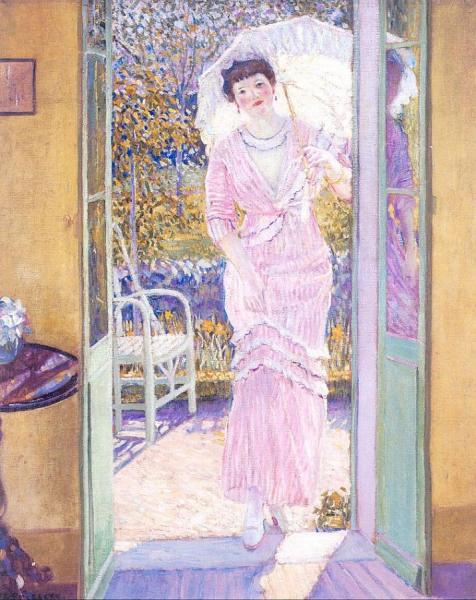 In The Doorway (good Morning) by Frederick Carl Frieseke