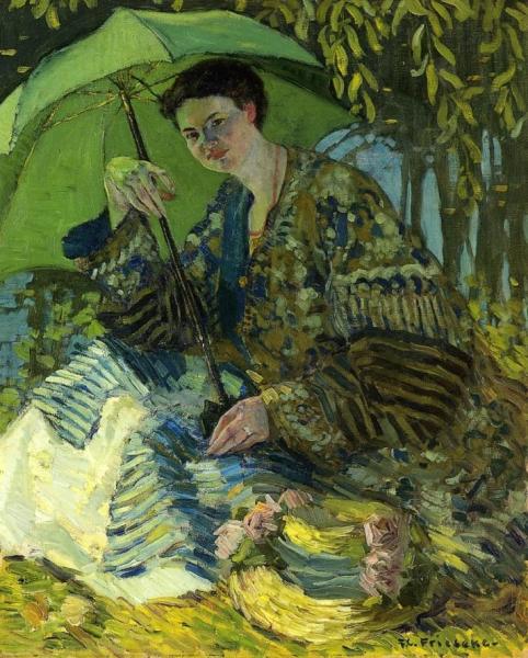 Lady With A Parasol by Frederick Carl Frieseke