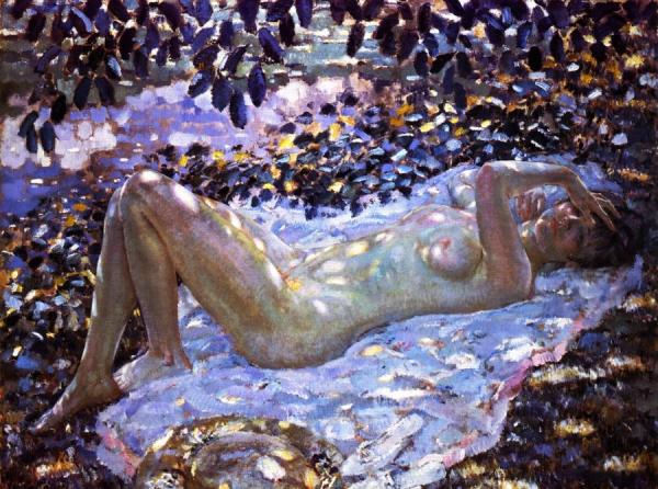 Nude In Dappled Sunlight by Frederick Carl Frieseke