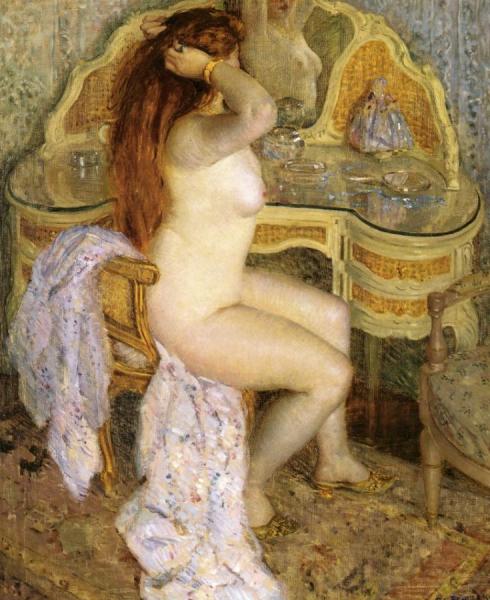 Nude Seated At Her Dressing Table by Frederick Carl Frieseke