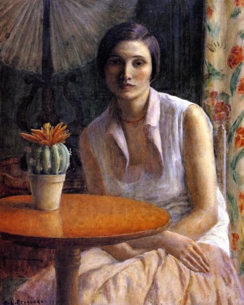 Portrait Of A Woman With Cactus by Frederick Carl Frieseke