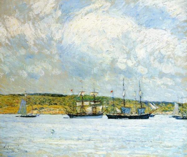 A Parade Of Boats by Frederick Childe Hassam