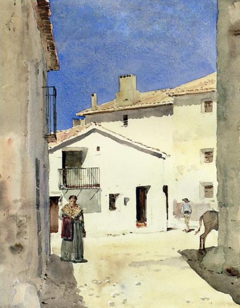 A Street In Denia, Spain by Frederick Childe Hassam