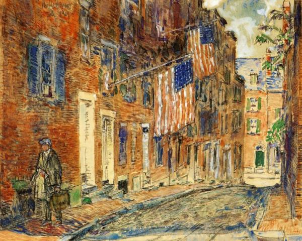 Acorn Street, Boston by Frederick Childe Hassam