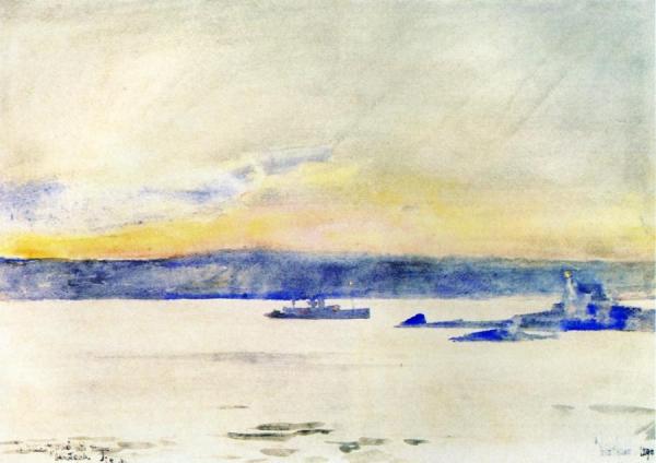 Afterglow, Gloucester Harbor by Frederick Childe Hassam
