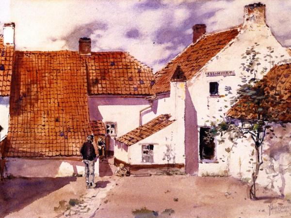 Backyard In Antwerp by Frederick Childe Hassam