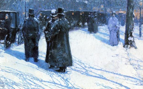 Cab Stand At Night, Madison Square, New York by Frederick Childe Hassam