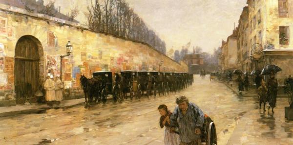 Cab Station, Rue Bonaparte by Frederick Childe Hassam