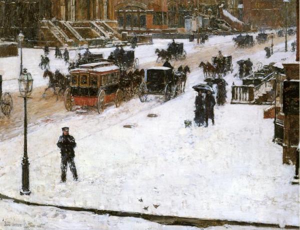 Fifth Avenue In Winter by Frederick Childe Hassam