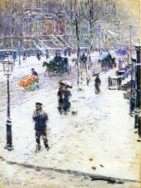Fifth Avenue In Winter by Frederick Childe Hassam
