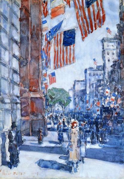 Flags, Fifth Avenue by Frederick Childe Hassam