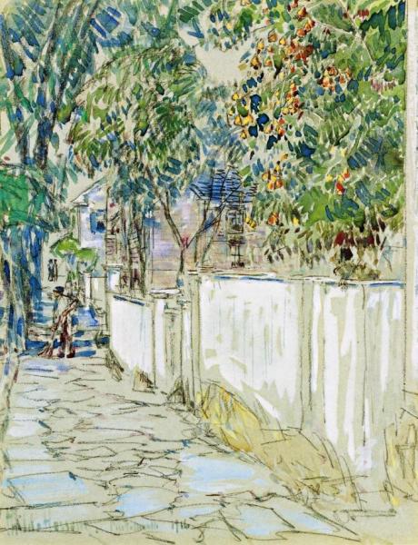 Flagstone Sidewalk, Portsmouth, New Hampshire by Frederick Childe Hassam