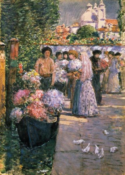 Flower Market by Frederick Childe Hassam