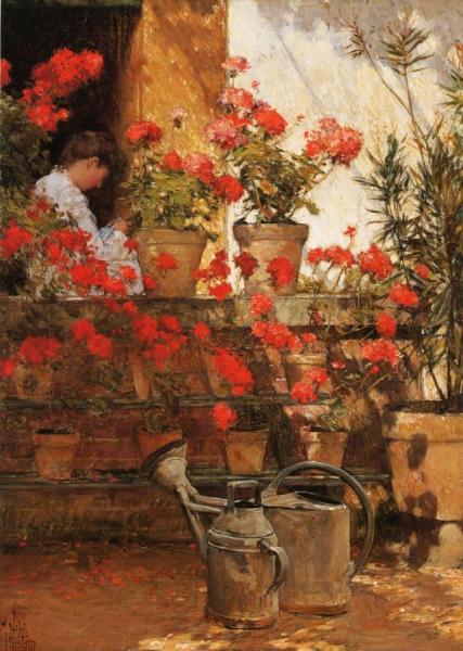 Geraniums by Frederick Childe Hassam