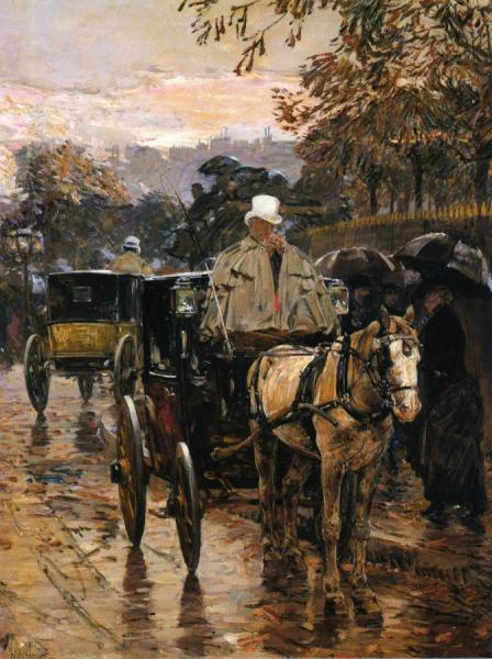 Hackney Carriage, Rue Bonaparte by Frederick Childe Hassam
