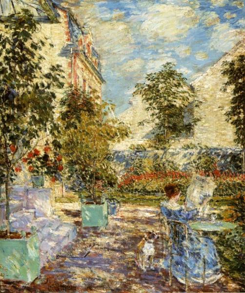 In A French Garden by Frederick Childe Hassam